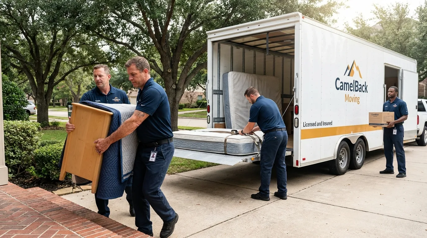 Crew loading residential truck for cross-state move from Portland, TN