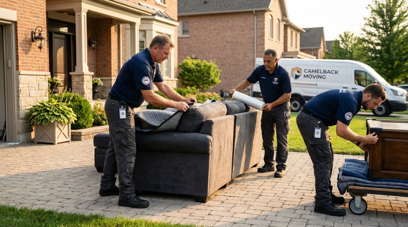 Large estate moving crew wrapping furniture in Portland, TN